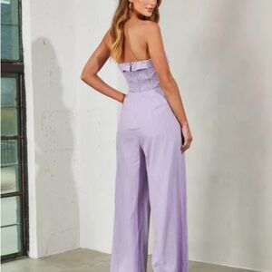 Lavender Strapless Wide-leg Jumpsuit